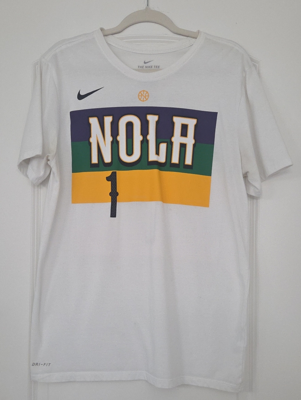 🏀Nike Dry Fit NOLA Pelicans Zion Mardi Gras Shirt In Very Good Condition!💜💚💛